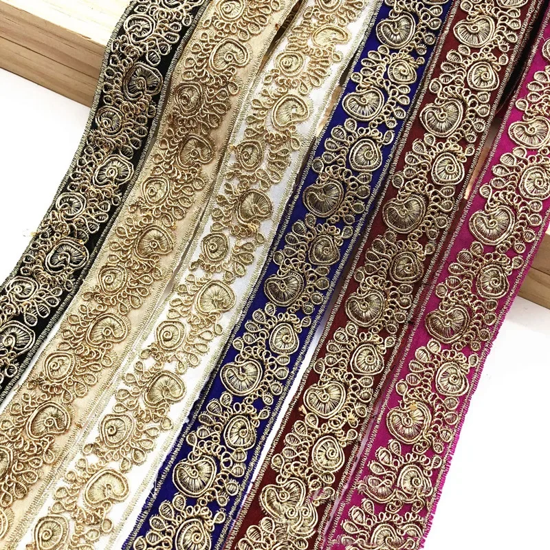 1 Yards 3cm Wide Ethnic Embroidery Ribbon Lace Trim DIY Clothes Bag Accessories