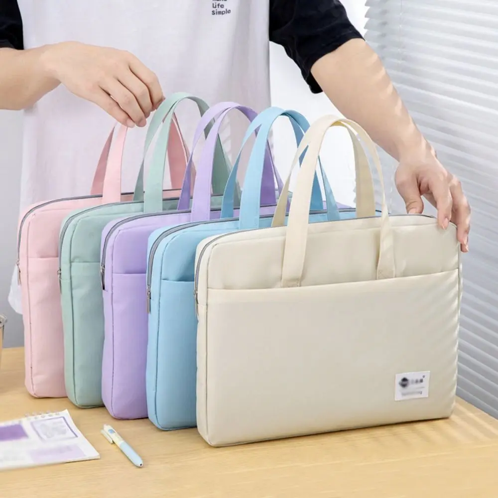 Large Capacity Document Storage Bag Oxford Cloth Double Layer Book Storage Bag with Handle Lightweight A4 File Organizer