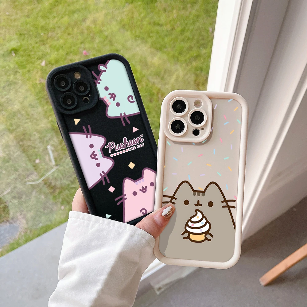 Cute Cartoon Cat P-Pusheens Phone Case for IPhone 16 15 14 13 12 11 Pro Max Mini XR XS X 7 8 Plus Soft TPU Back Cover