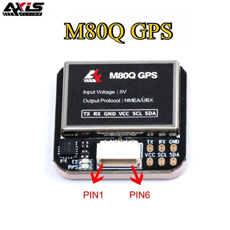 Axisflying M80Q 5V GNSS GPS Module - 4-GNSS 18Hz -166dBm 25x25mm Built-in Compass for FPV RC Freestyle