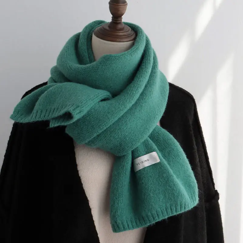 Einfarbig Flacher Schal Herbst und Winter Herren Gestrickte Wolle Koreanische Version Japanische Paar Mode Verdickte Warme Flut
