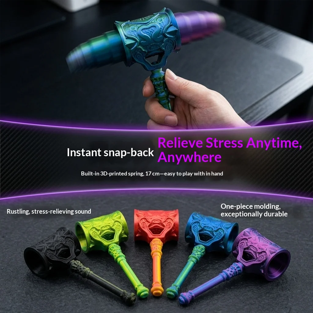 2-piece set elastic rebound hammer stress relief toy ornament, anti-pressure desktop decoration, novel interactive toy gift