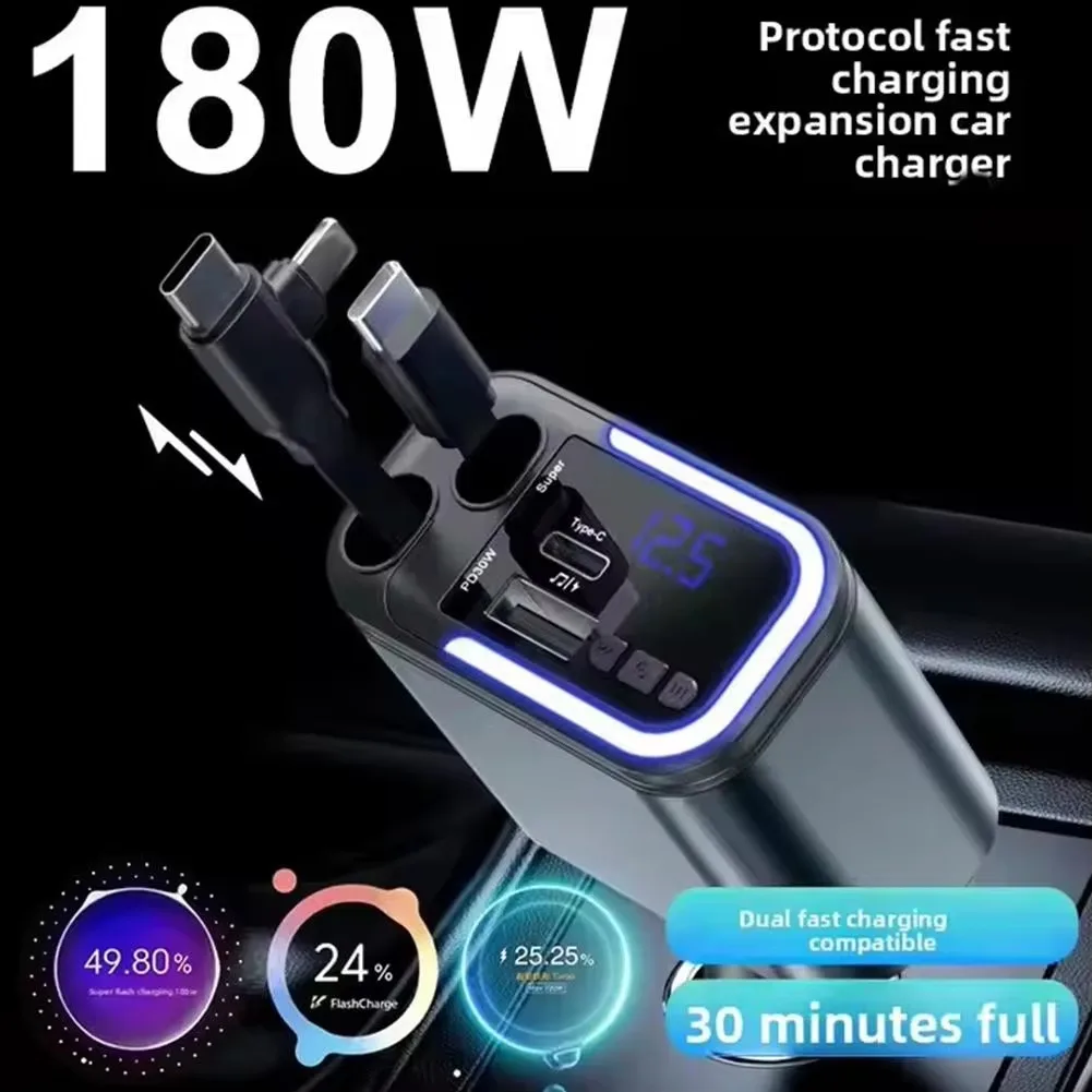 carregador-de-carro-retratil-5-em-1-180w-carregamento-rapido-usb-tipo-c-adaptador-para-isqueiro-compativel-com-iphone-samsung-xiaomi-e-oppo