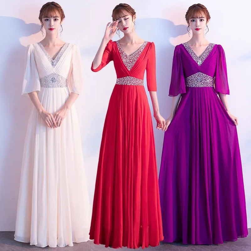 Choir Performance Clothing Female Dress Host's Banquet Evening Dignified and Women's