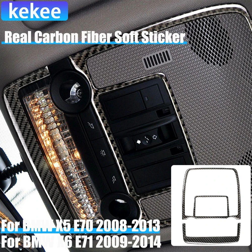 

Real Carbon Fiber Car Accessories Reading Light Decorative Trim Cover Soft Sticker For BMW X5 E70 2008-2013 X6 E71 2009-2014