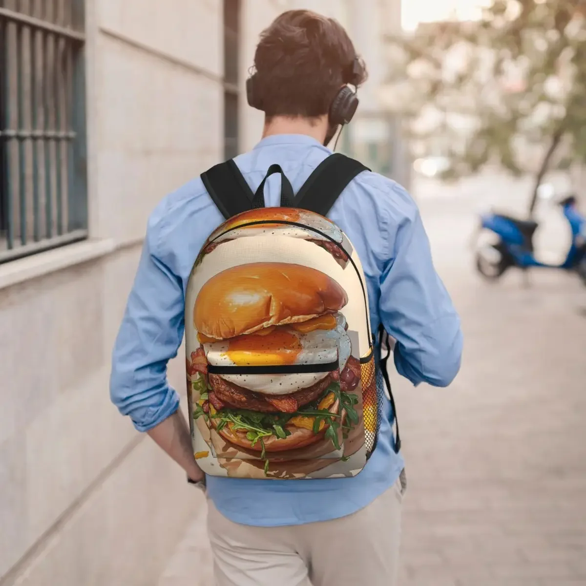 Double Decker Burger Student Backpack School Bag Hiking Travel Daypack for Boys Girls Bookbag Shoulder Bags
