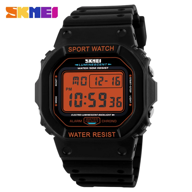 SKMEI Digital Men\'s Watches Chrono Alarm Calendar Sport Wrist Watch 5Bar Waterproof Male Electronic Clock relogio masculino 1134