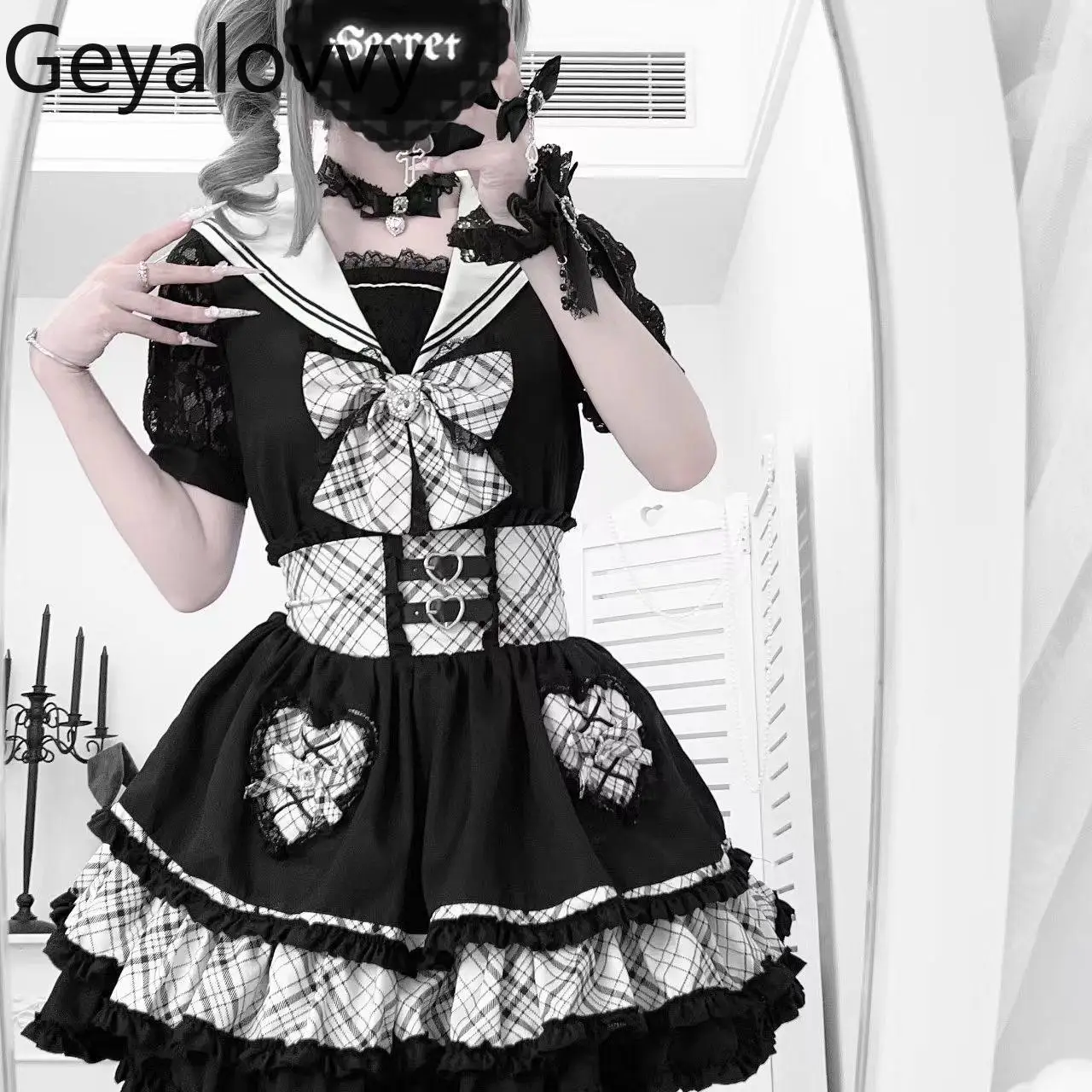 

Summer Original Japanese Style Mass-produced Subculture Sailor Collar Casual Suit Two-dimensional Shirt and Skirt Two-piece Set