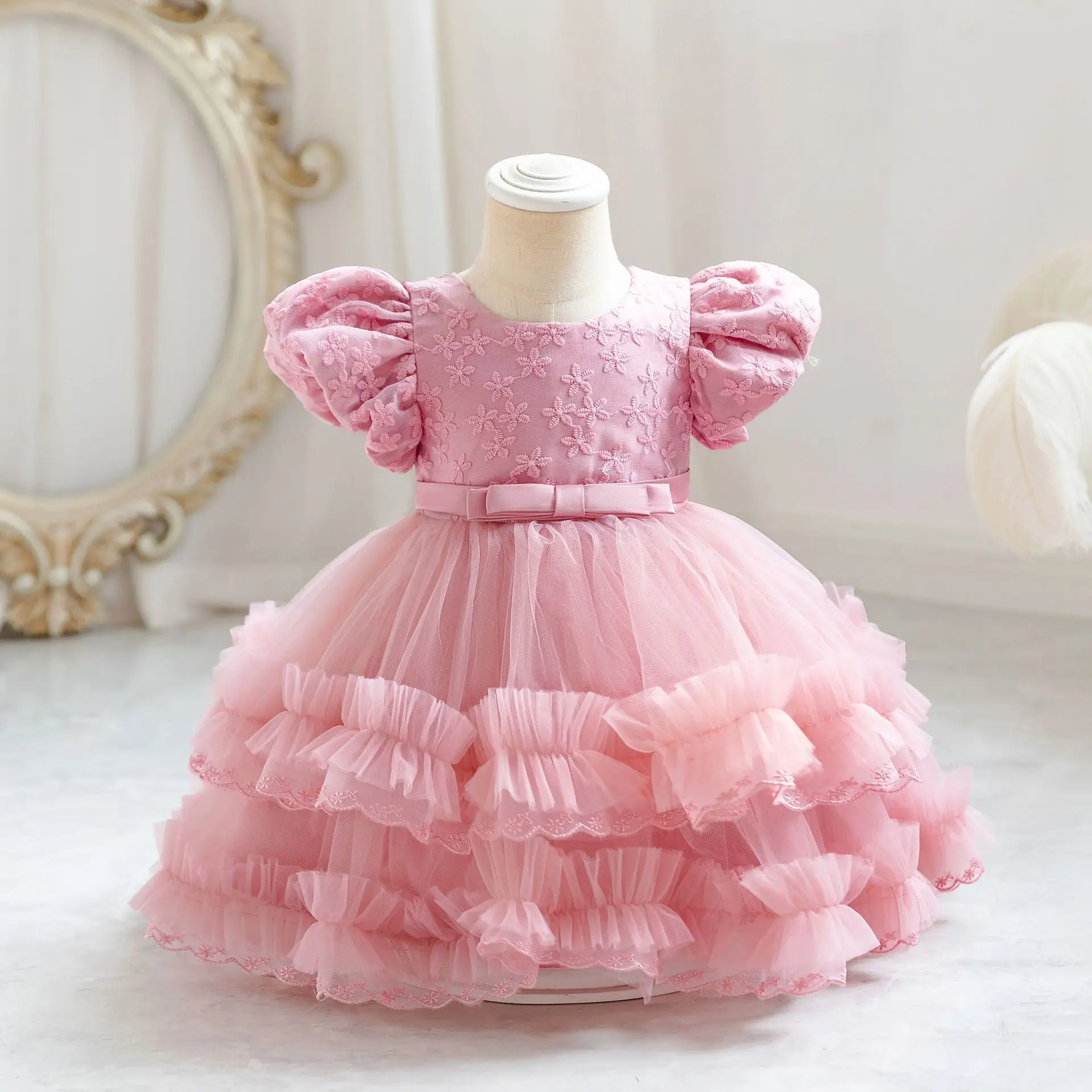 0-4 Years Girl Kid\'s Dress Tutu Princess Baby Dresses Puff Sleeve Infant Ball Gown Cheap Christmas Birthday Party Outfits