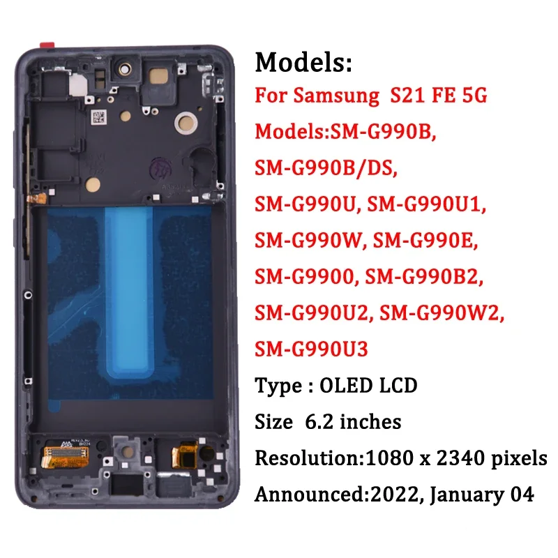 Imagem -04 - Digitador de Tela de Toque com Moldura Oled para Samsung S21 fe 5g G990 G990b G990u G990b ds G990e