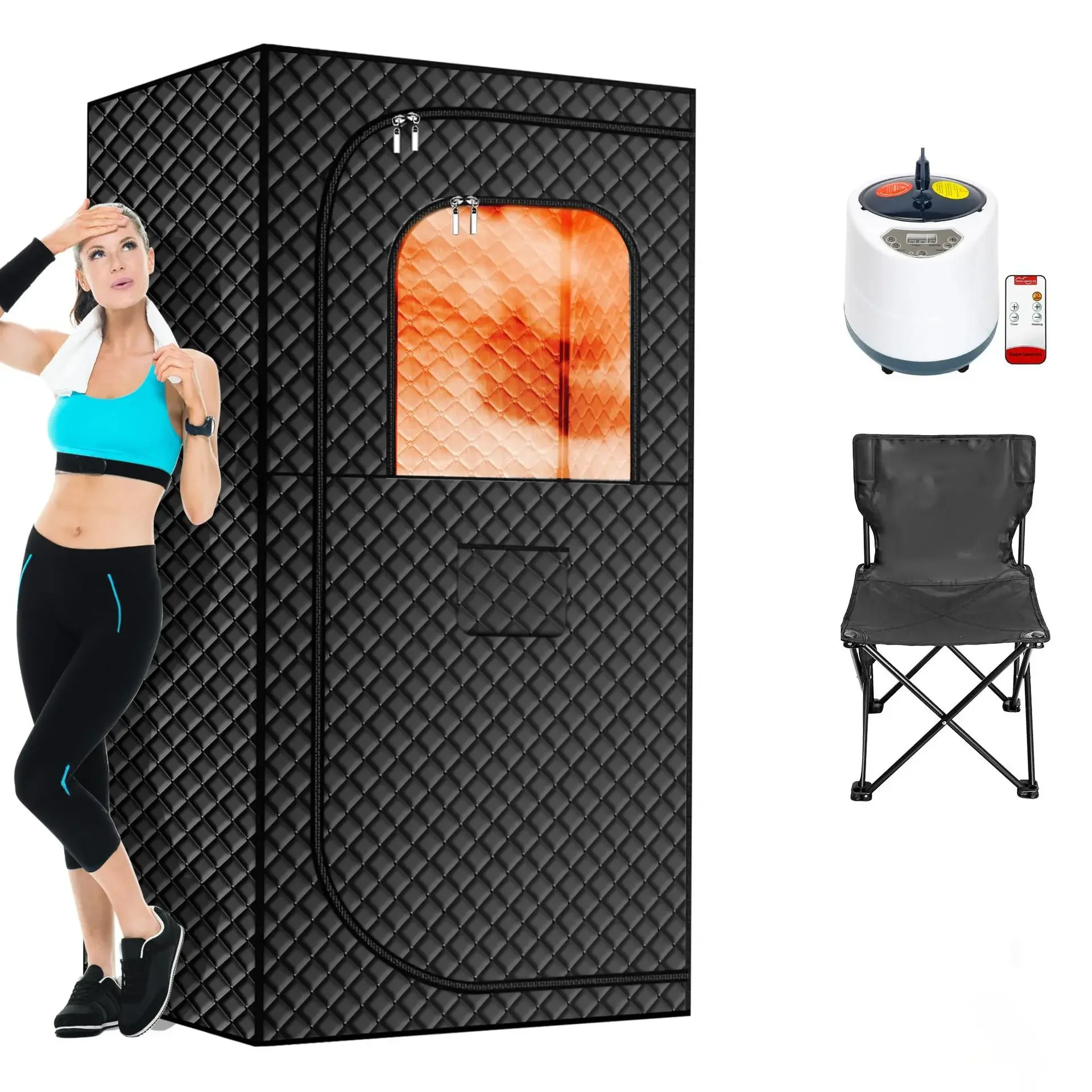Sauna de vapor portátil plegable para todo el cuerpo, popular en Norteamérica, para uso doméstico transfronterizo, caja de sudoración duradera.