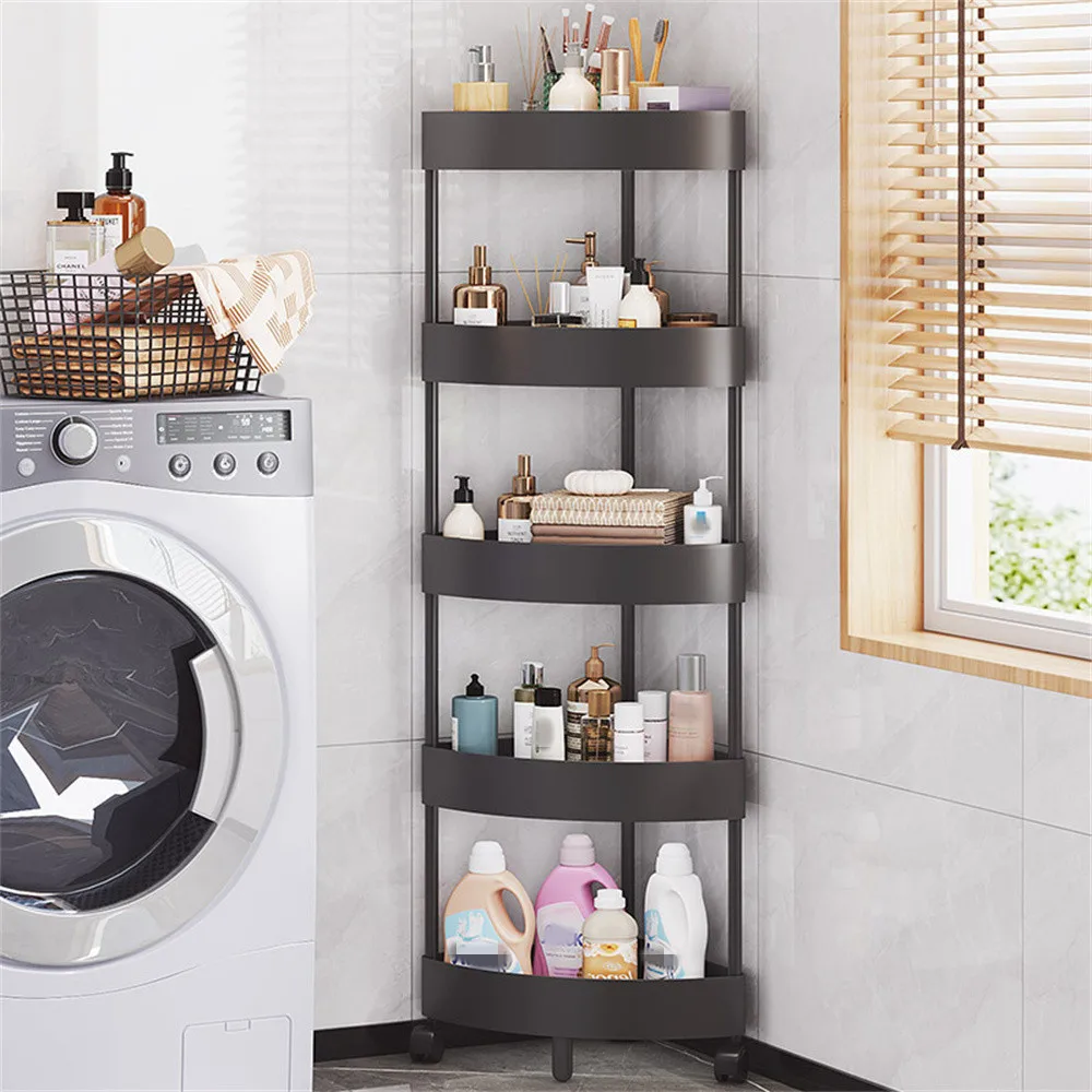 Movable Bathroom Corner Triangle Shelf Floor-standing Multi-storey Bathroom Bathroom Storage Shelf Corner Storage Cabinet