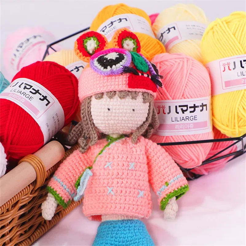 Hand Knitting Wool Crochet Yarn for DIY Crafts Sweater Hat Doll Crochet Supplies Soft Milk Cotton Yarn Baby Knitting Wool Yarn