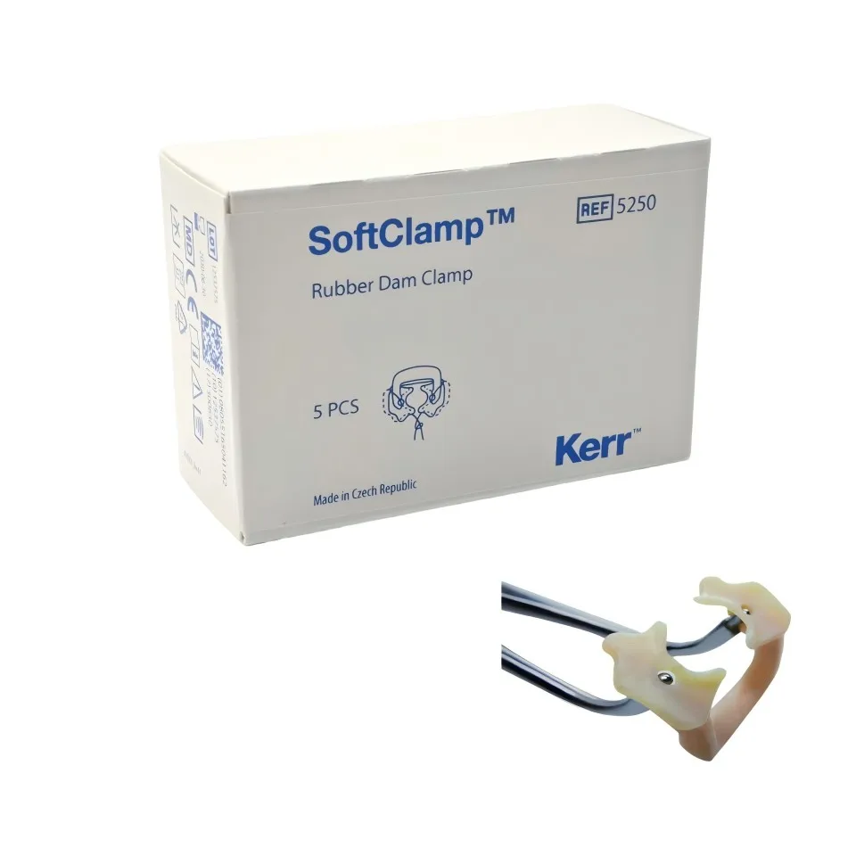 

Набор гибких резиновых зажимов Kerr SoftClamp (5 шт.) для комфортной изоляции при эндодонтическом лечении, система Rubber Dam