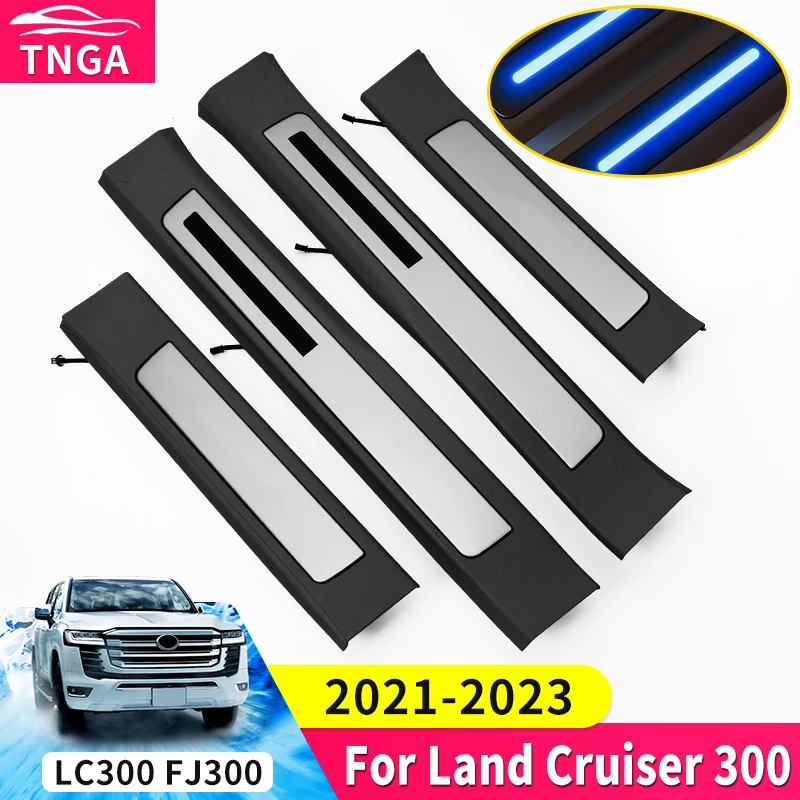 For Toyota Land Cruiser 300 2022 2021 Modified Threshold Accessories Car Door Pedal Led Light LC300 J300 Upgraded Interior Parts