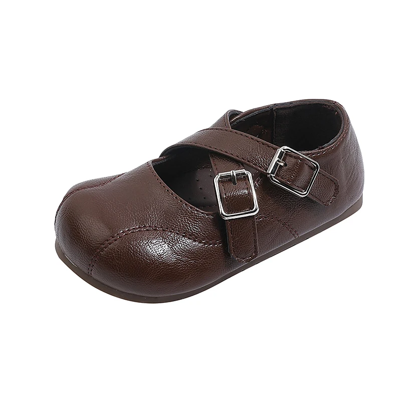 Girls Vintage Shoes Fashion Strap Girls Single Shoe Retro Soft Sole Style Daily Wear Sweat Breathable Princess Dress Decor