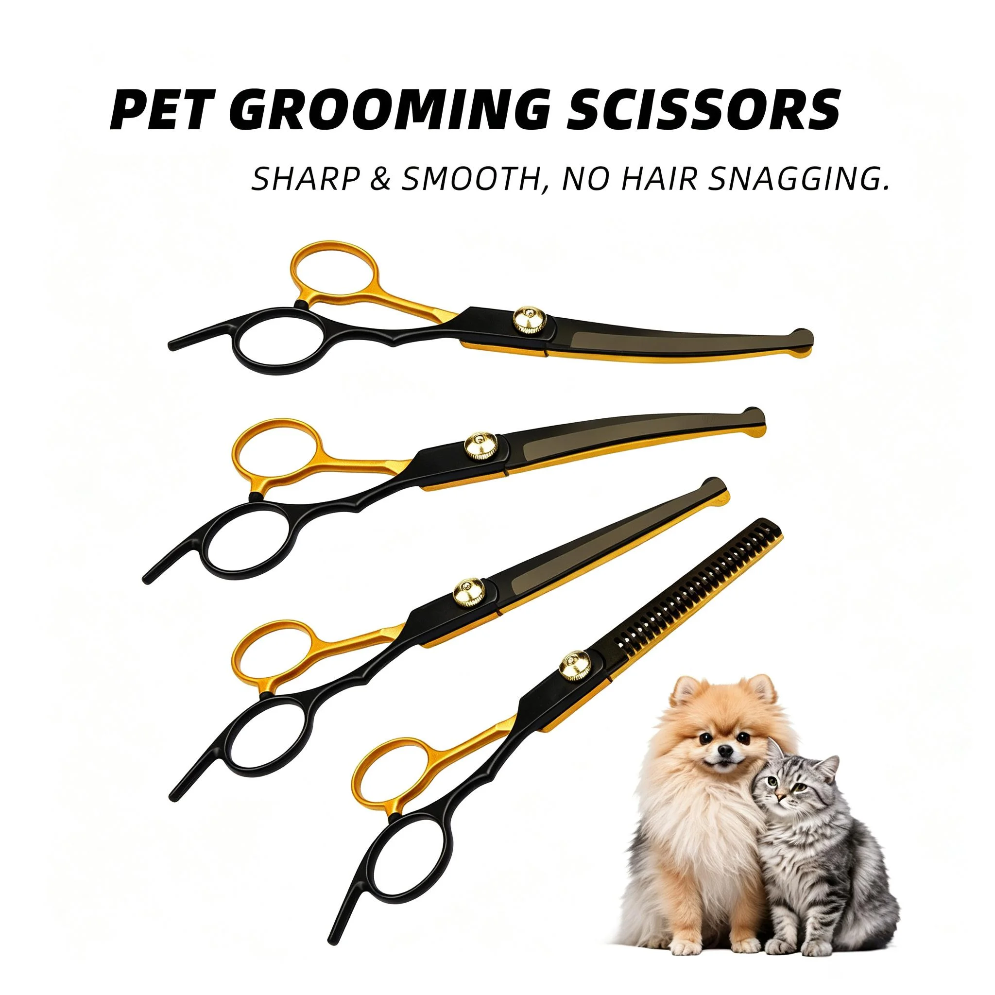 NEW1/2Pcs Pet Grooming Scissors Stainless Steel - Right Hand Orientation, Multi-Purpose Hair Trimming Shears For Dogs Pets