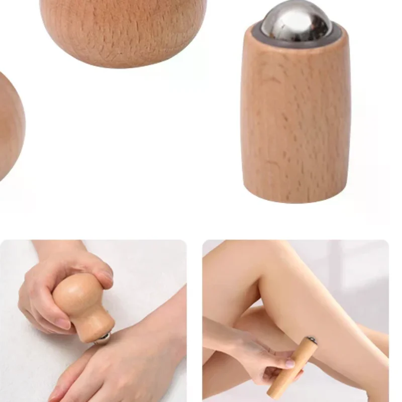 

Wooden Facial Massage Roller Iron Ball Massage Tools Mini Hand-Held Facial Massager Skin Care Tools Easy To Clean And Use