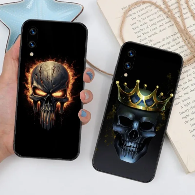 Fire Skull Head Smart Phone Case for Huawei Mate 40 30 20 10 Pro Lite Nova 9 8 5T Y7p Y7 Black Soft Phone Cover Funda