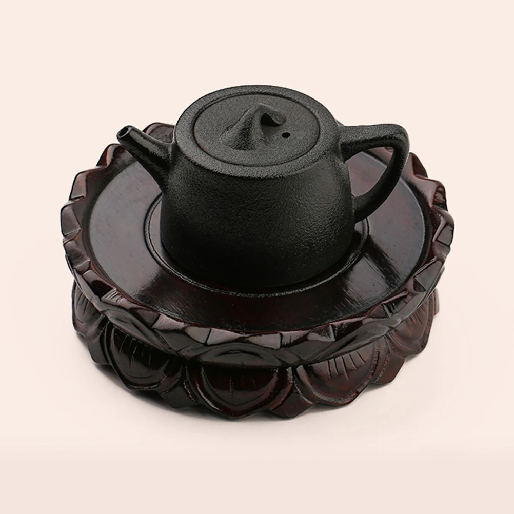 

Wooden Lotus-Shaped Base Sturdy Pedestal Stand for Incense Burner Buddha Ornament Decorative Wood Craft Display