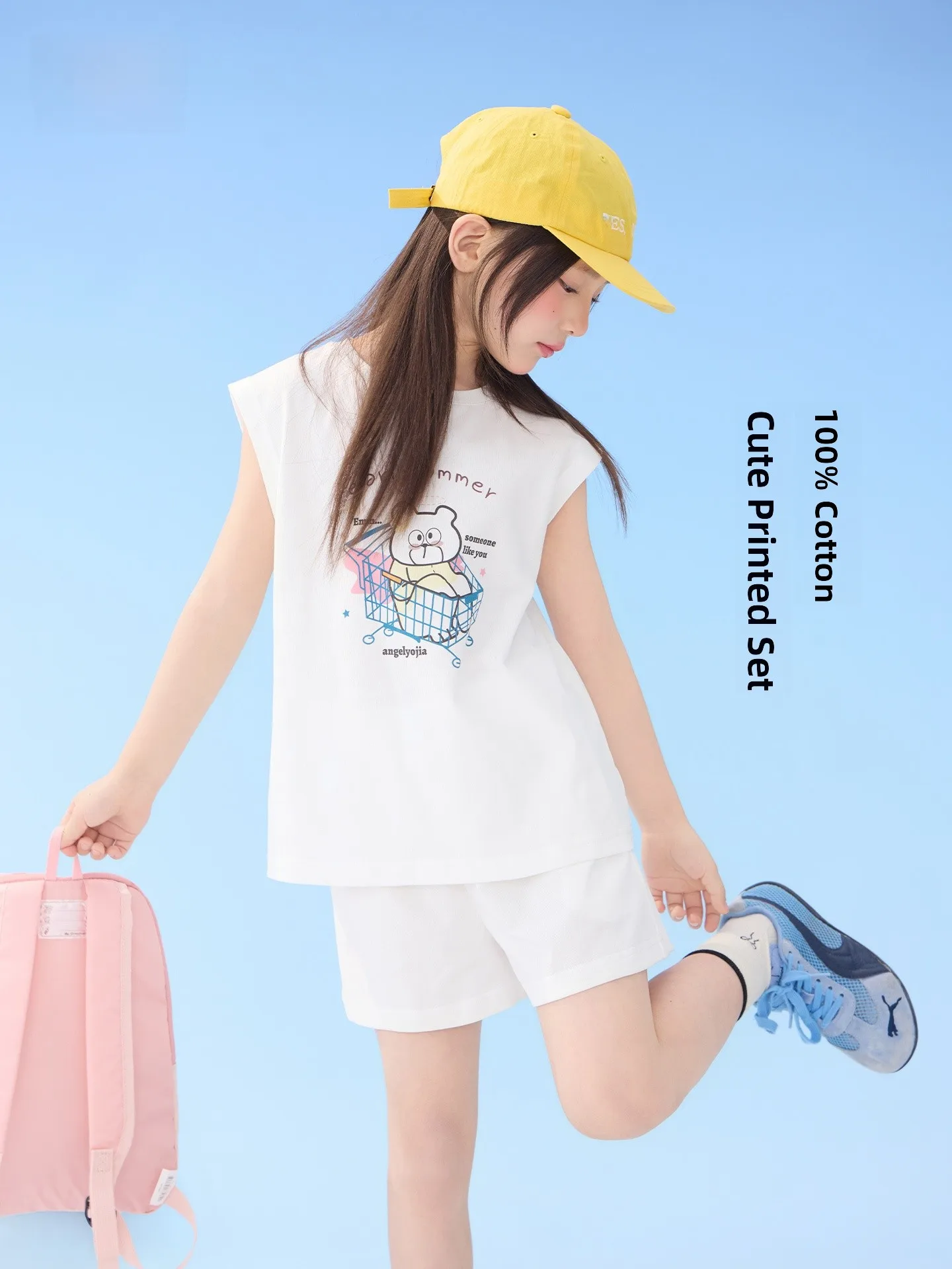 yojia-girls-cotton-sportswear-set-summer-2026-fashionable-short-sleeve-shorts-children's-clothing-korean-style-2-piece-suit