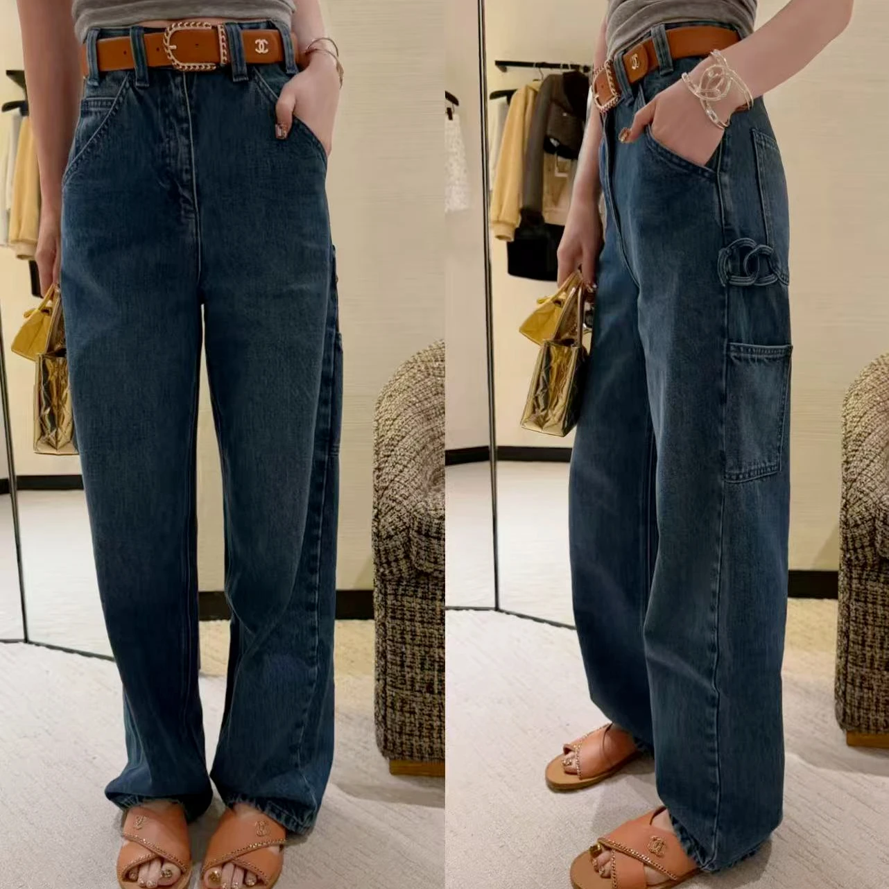 

Новые джинсы 2026 Fragrant Jeans 5566 Ye Sha Station свободного кроя с естественной талией из оксфордской ткани для женщин, модный тренд весеннего сезона