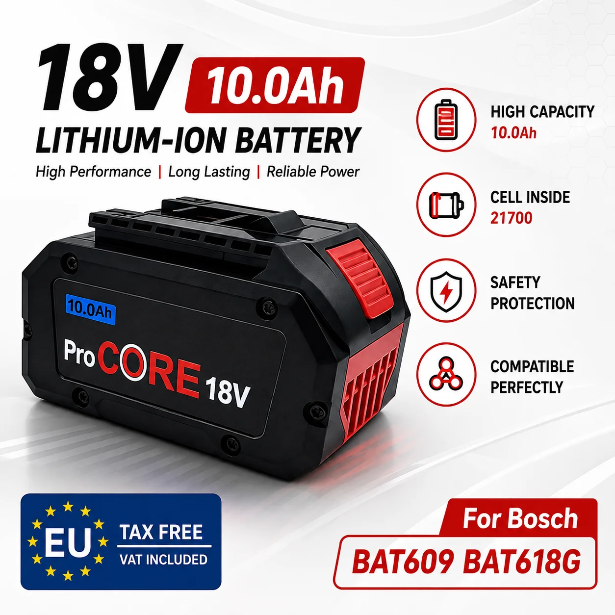 Ersatzakku für Bosch 18V Elektrowerkzeug-Akku BAT609 BAT618 GBA18V8