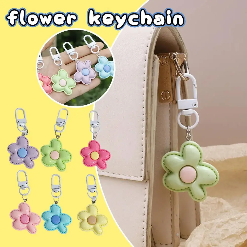 LLavero de flores bonitas, Mini llavero Floral de resina de estilo dopamina, accesorios de bolso, colgante, funda para auriculares