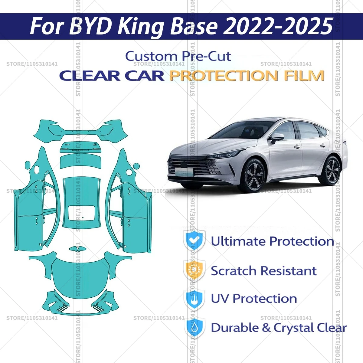

For BYD-King-Base-2022-2025 Pre-Cut Paint Protection Film PPF Transparent Car Film Professional Automotive PPF Full Vehicle