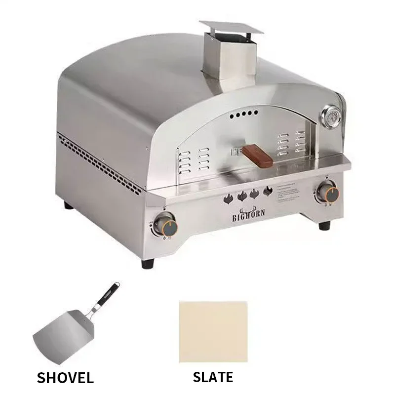 #Classic Gas Pizza Oven, Traditional Wood-Fired Oven Design, Stainless Steel Outdoor Oven, Independent Temperature Control
