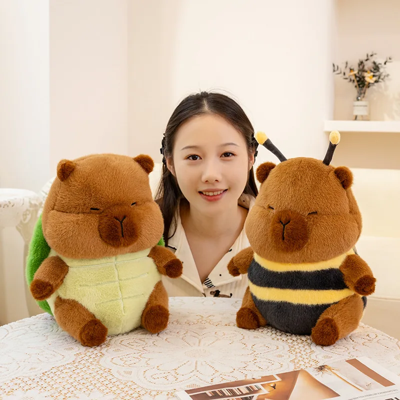귀여운 꿀벌 카피바라 봉제 인형, 창의적인 시뮬레이션 거북이 카피바라 봉제 인형, 부드러운 봉제 동물 베개, 어린이 생일 선물