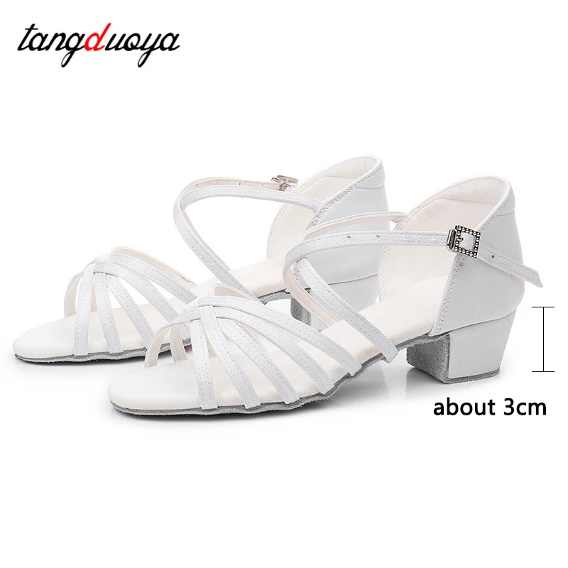 Tangduoya Children Dance Shoes for Girls Ballroom Latin shoes Ladies Modern Tango Dancing Women Latin Shoes Salsa Sandals 3.5CM