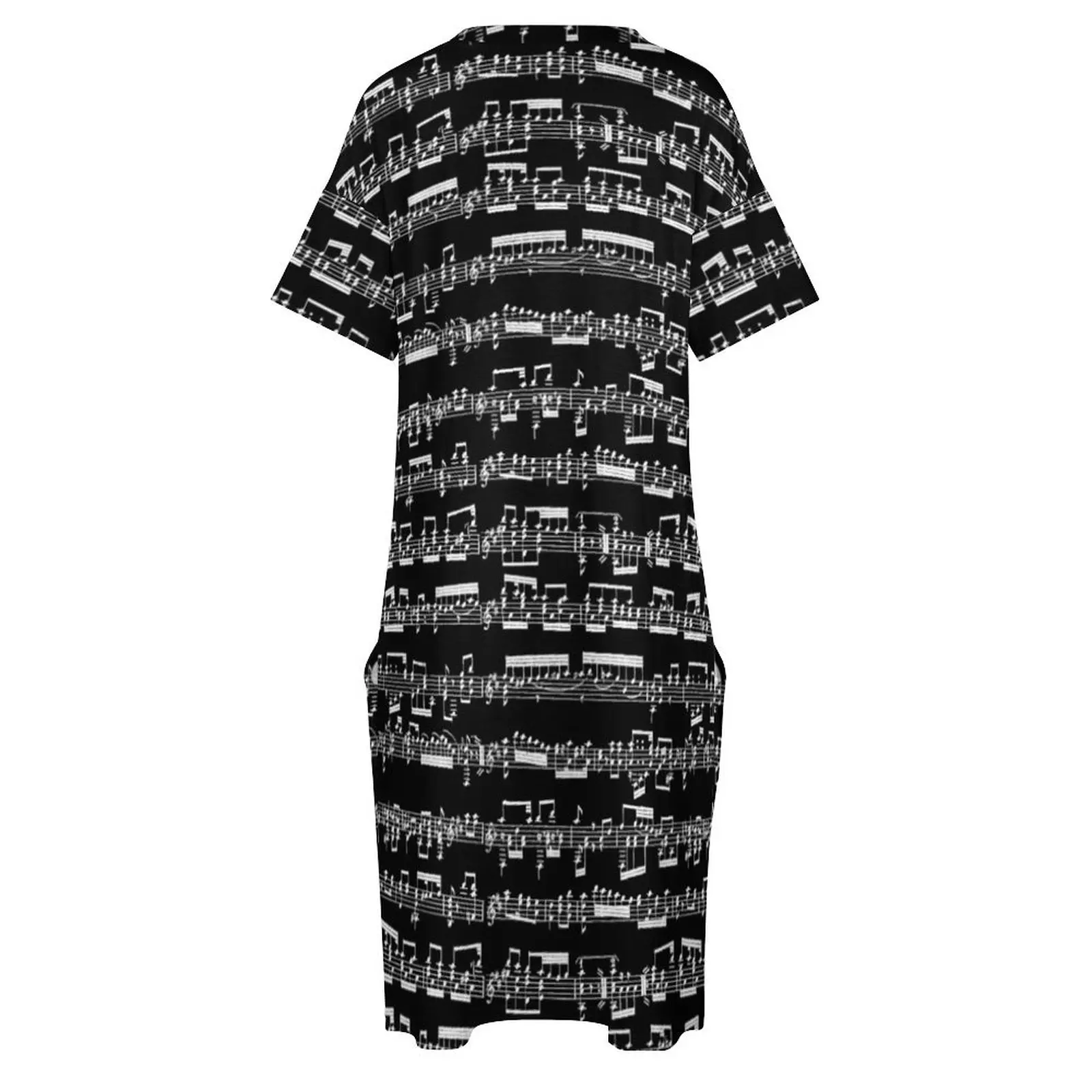 Sheet Music on Black Loose Pocket Dress clothes for woman women"s dresses luxury