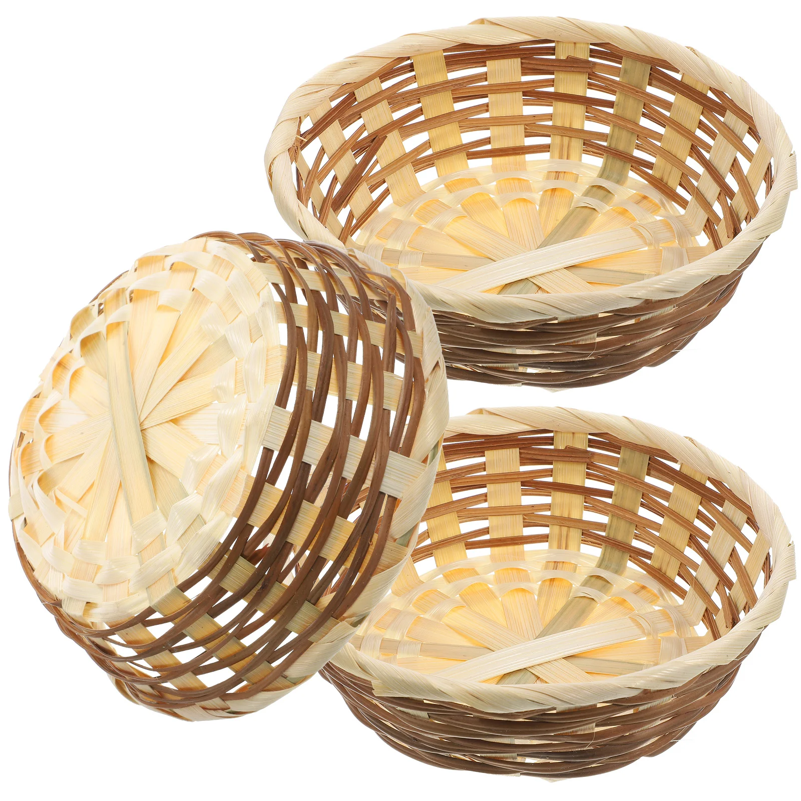 

3 Pcs Food Container Woven Basket Large Storage Fruit Set Wicker Baskets for Gifts