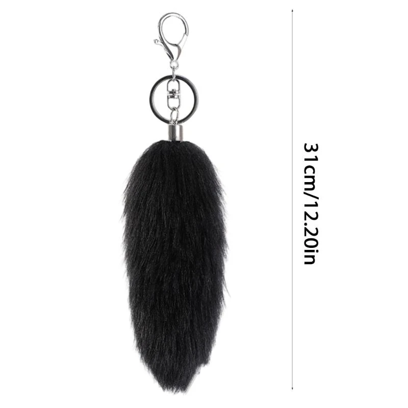 16cm Foxes Tail Keychain Faux Furs Foxes Tail Keyring Soft Furry Bag Hangings Charm Pendant Key Handbag Pendant Accessorise
