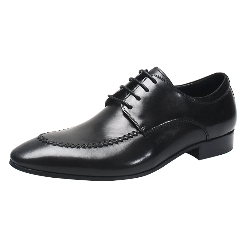 Chaussures en cuir véritable Oxford pour hommes, chaussures provoqué décontractées pour hommes, chaussures de mariage formelles, marron élégant, à lacets, designer de luxe