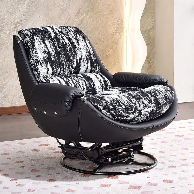 Genuine leather lazy sofa, ink wash eggshell rocking chair, single casual lounge balcony sofa chair