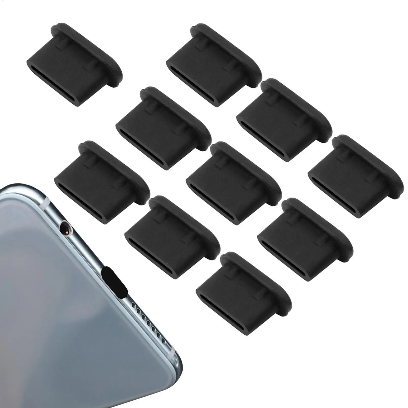Type C Charging Port Plug 10pcs/set Mobile Phone Data Charging Port Dust Plug Silicone Dust Protector For Tablets Mobile