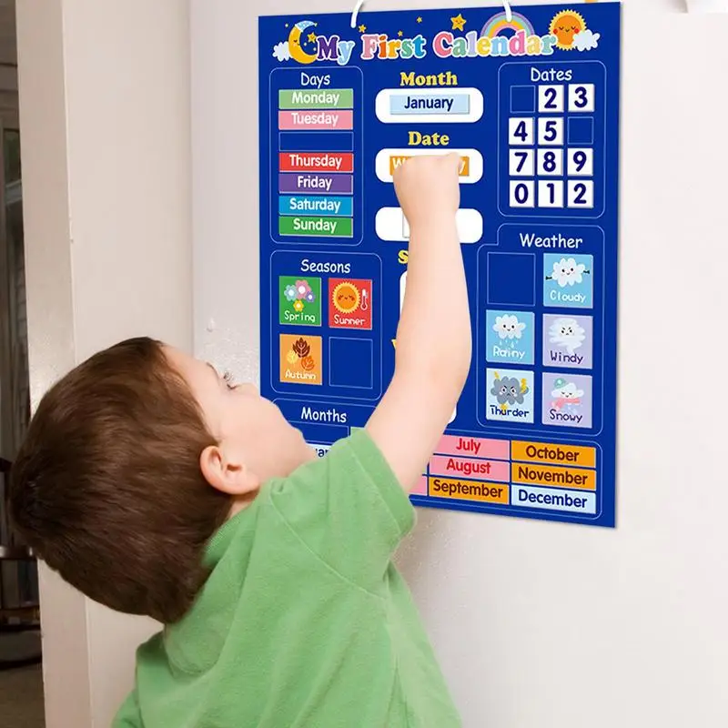 Магнитный ежедневный календарь для детей, простой волшебный детский календарь 2022, Детская метеостанция, Дошкольная обучающая игрушка, классный календарь, набор