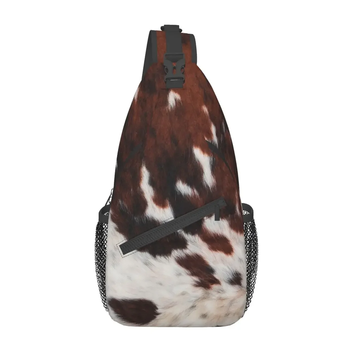 Rusty Cattle Cowhide Small Sling Bags Chest Crossbody Shoulder Backpack Travel Daypacks Cow Animal Fur Calf Printed School Bags