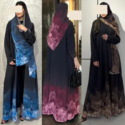 Muzułmańska dwuczęściowa sukienka na głowę dla kobiet, Ramadan, Maroko, Arab, Plus Size, Dubaj, Abaya, Kardigan, Szlafrok, Luksus, Moda