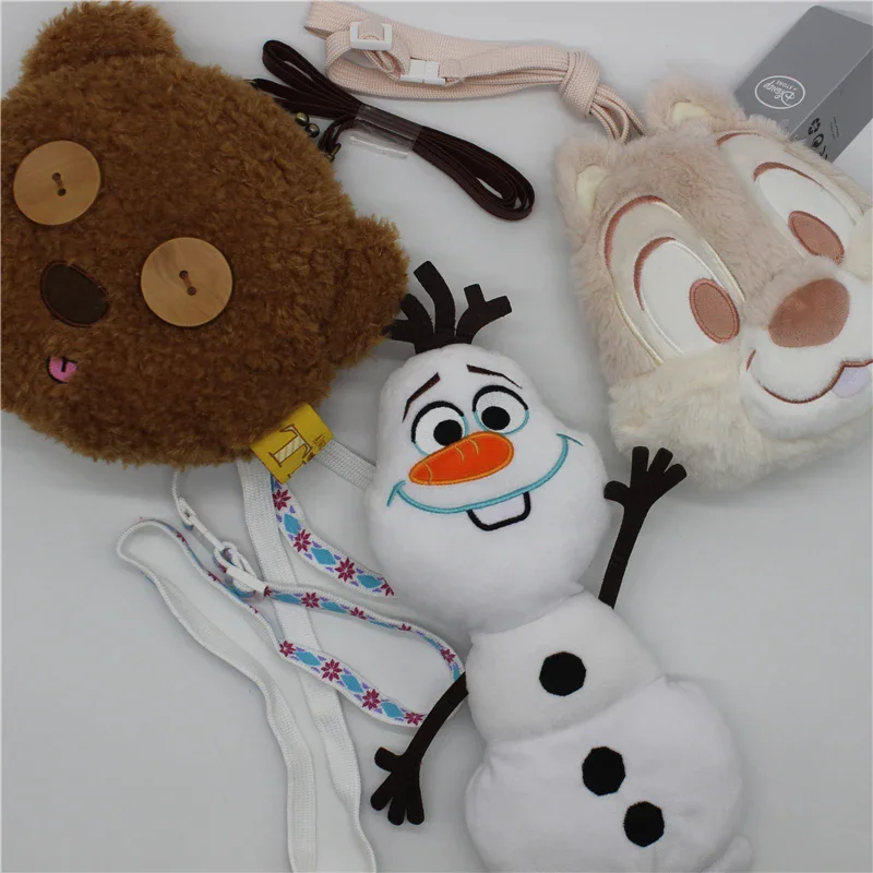 1piece Disney Cartoon Messenger Bag Frozen Olaf and Squirrel bag plush bag Tim bear plush bag