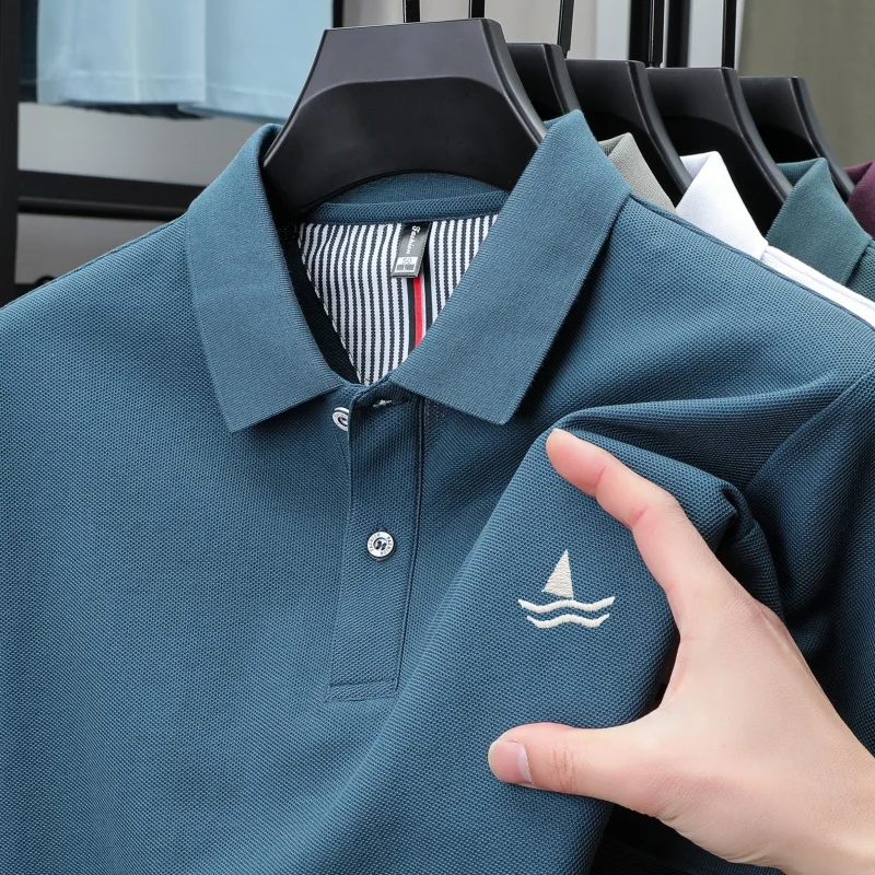 

100% pure cotton men's short sleeved summer new luxury golf polo shirt high-quality brand exquisite embroidery design T-shirt to