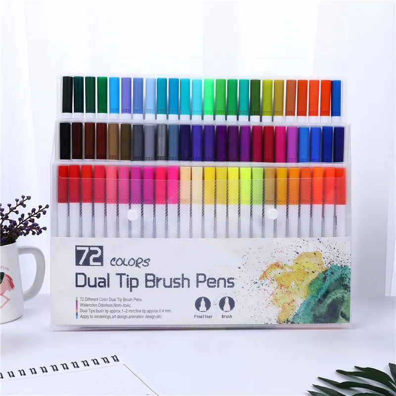 

00 Colors Double Head Soft Tip Marker Pen Set Sketch Coloring Pens Cross-Border Watercolor Pens for Busin And Cultural Su...