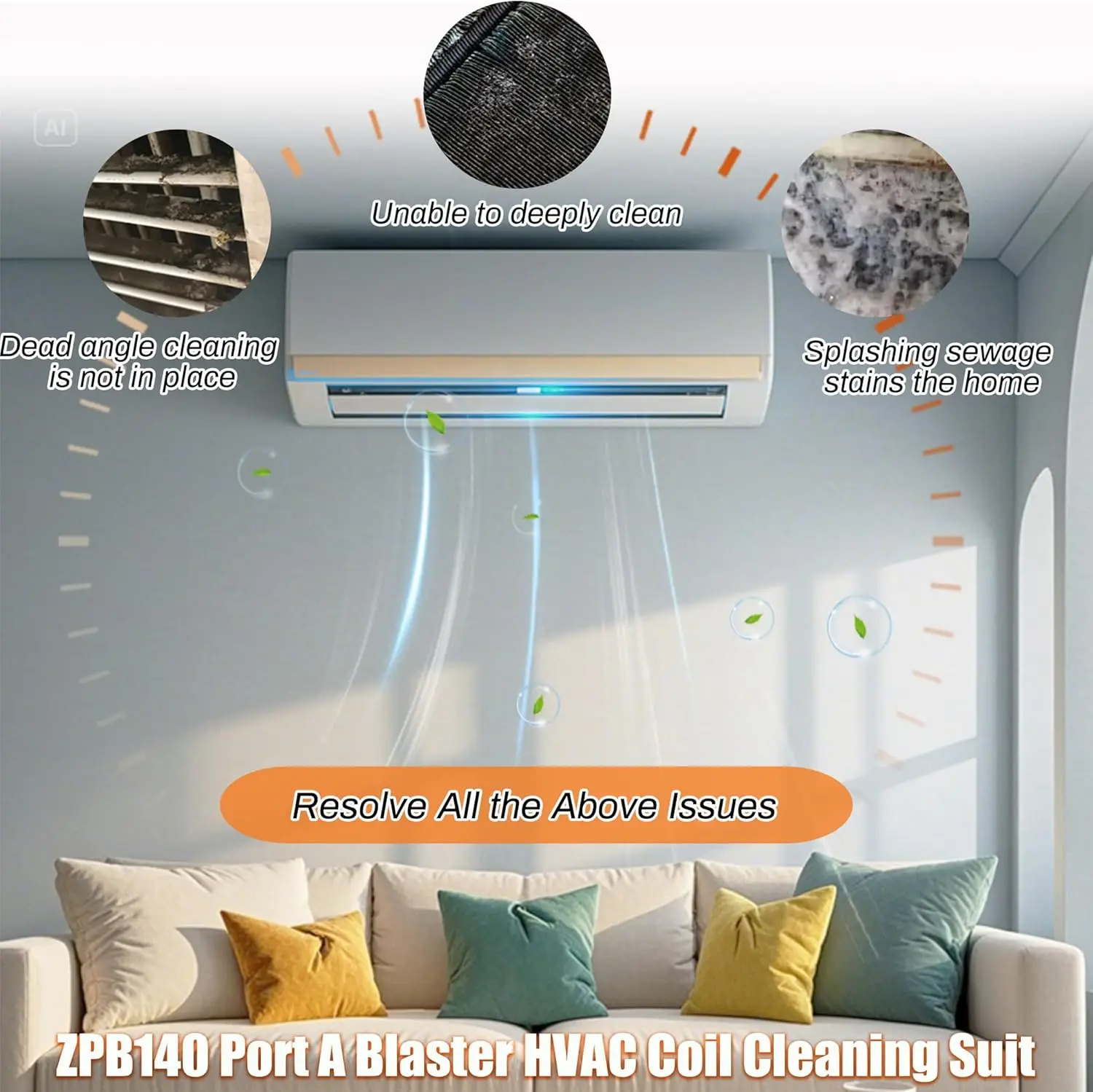 ZPB140 Port A Blaster HVAC Coil Cleaner، غسالة ضغط محمولة 120 فولت، 4 لتر/دقيقة، لوحدات التيار المتردد الداخلية/الخارجية