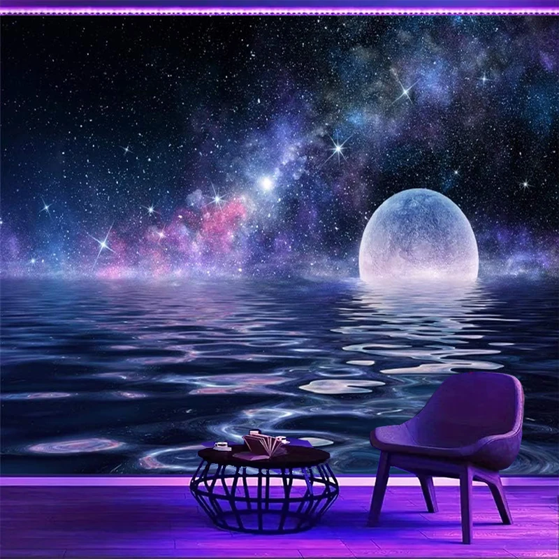 1PC Starry Moon Art Print Backdrop Banner, Bedroom Living Room Photo Background, Polyester, Home Decor, Wall Art