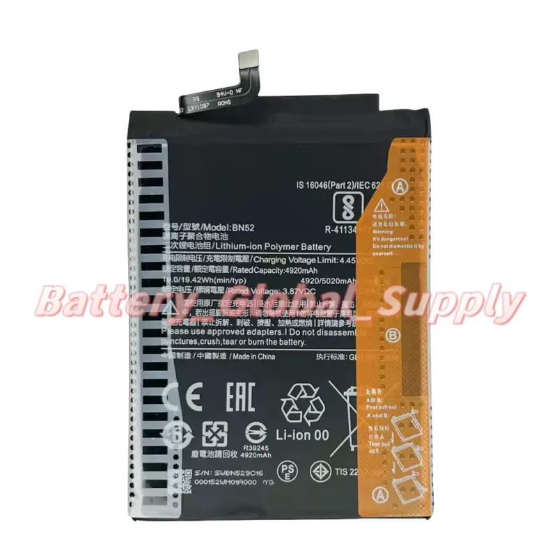 

For BN52 Note 9 Pro/Note 9 Promax (4G) Battery 3.87V 4920mAh Fast Shipping