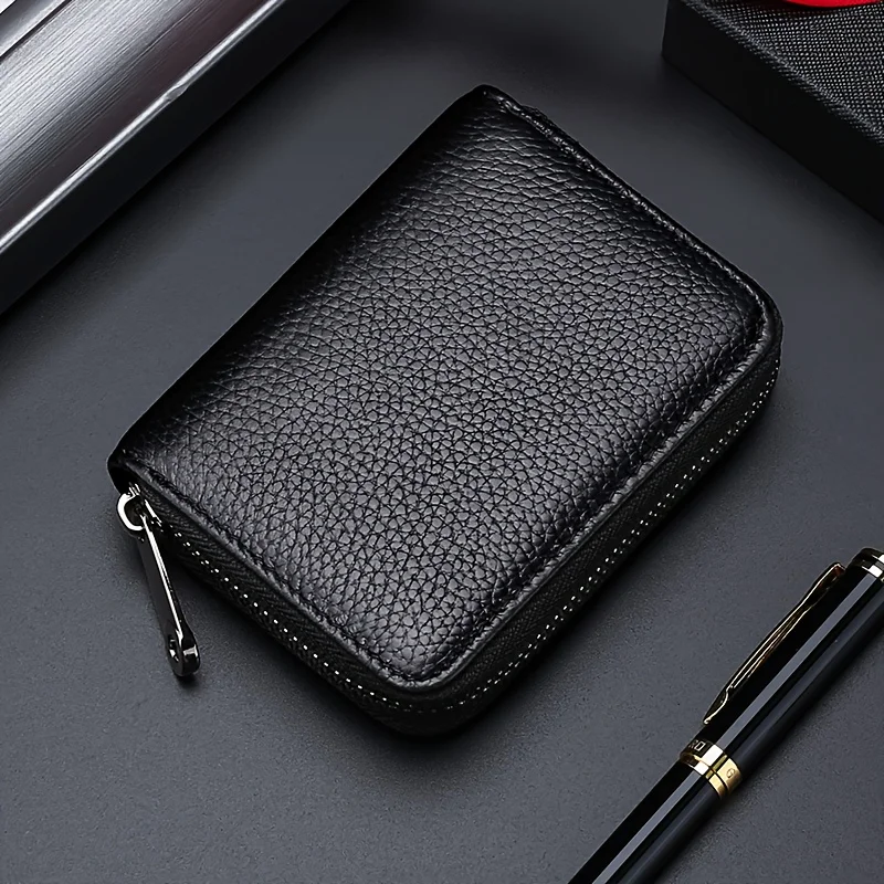 Desain tahan lama 1 buah, dompet pria dengan ritsleting - tempat kartu ringkas dan kantong koin, kotak penyimpanan penting untuk perjalanan yang aman