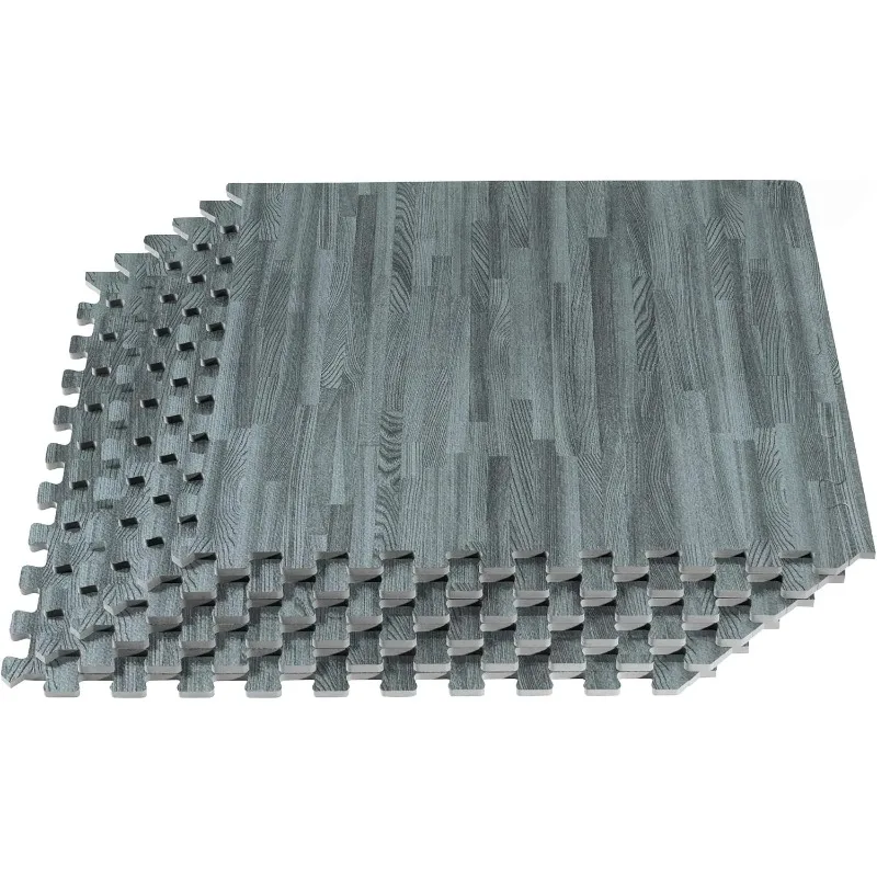 Forest Floor 3/8 Inch Thick Printed Foam Tiles, Premium Wood Grain Interlocking Foam Floor Mats, Anti-Fatigue Flooring