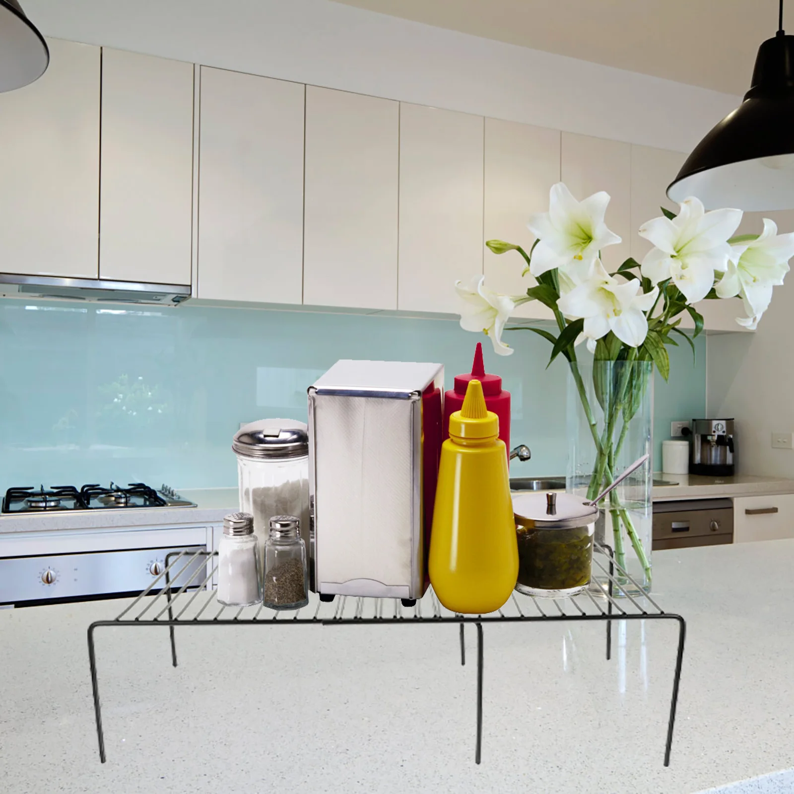 

Household Spice Rack Retractable Iron Kitchen Cabinet Organizer Multi-Function Seasoning Shelf Desktop Storage